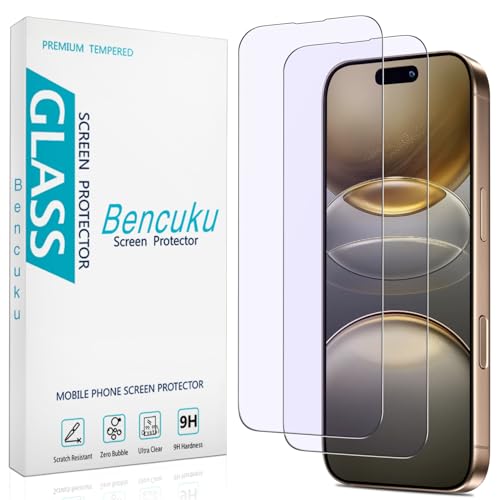 2 Pack Anti Blue Light Screen Protector for iPhone 16 Pro/iPhone 17 Eye Protection Tempered Glass Film, Easy to Install, Bubble Free - size: iPhone 16 Pro/17 6.3-inch