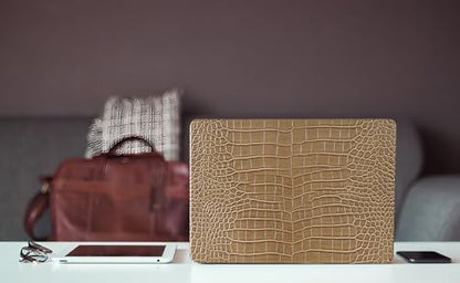 Crocodile Case for MacBook Air 13 inch 2026-2022 M5/M4/M3/M2 Logo Cutout | Model A3449 A3240 A3113 A2681, Texture Crocodile Aligator Skin Snakeskin PU Leather Hardshell Case & Keyboard Cover, Camel - color: ## Camel Crocodile