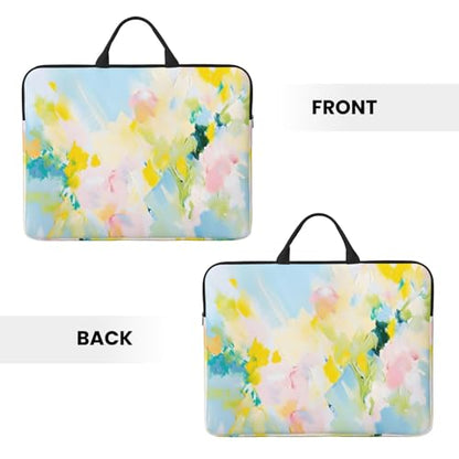 Pink and Yellow Paint Graffiti 14 Inch Laptop Sleeve Case，Handheld Waterproof/Shockproof Computer Carrying Bag Suitable for Daily Travel/Tourism/Business Trips, etc - color: Pink And Yellow Paint Graffiti