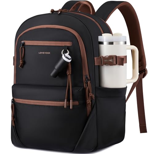 LOVEVOOK Laptop Backpack with Cute Pendant,17.3 Inch Travel Work Backpack Computer Laptop Bag with Large Cup Holder,Waterproof Nurse Teacher College Carry on Backpack Purse,Gifts for Women & Men,Black - color: Black, size: 17 Inch