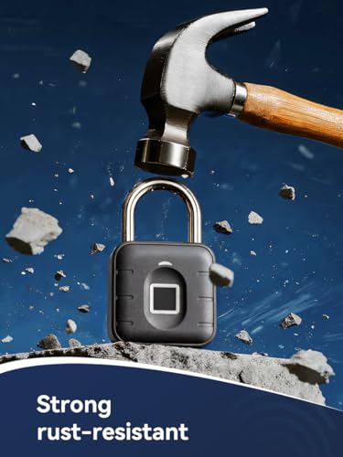 NexusLab Fingerprint Padlock for Gym Locker, 0.5s Biometric Smart Lock with Keyless Entry, IP67 Waterproof & Anti-Cut Stainless Steel, Stores 20 Prints, Ideal for Outdoor Gate & School, No App Needed