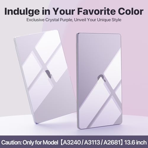 Soonjet Compatible with MacBook Air 13 inch Case, Crystal Clear Shell, Fits 2022-2026 M5/M4/M3/M2 A3449 A3240 A3113 A2681, Color-Matched Transparent Design for All MacBook Air 13.6 inch - color: Crystal Purple