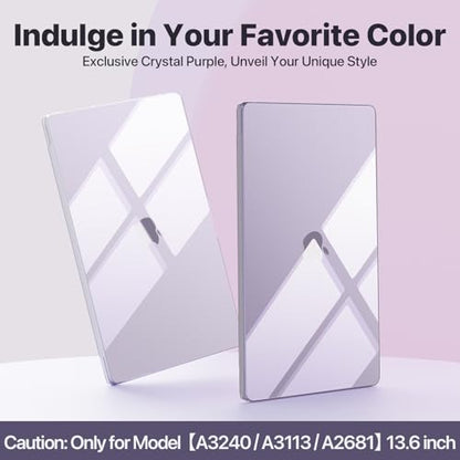Soonjet Compatible with MacBook Air 13 inch Case, Crystal Clear Shell, Fits 2022-2026 M5/M4/M3/M2 A3449 A3240 A3113 A2681, Color-Matched Transparent Design for All MacBook Air 13.6 inch - color: Crystal Purple