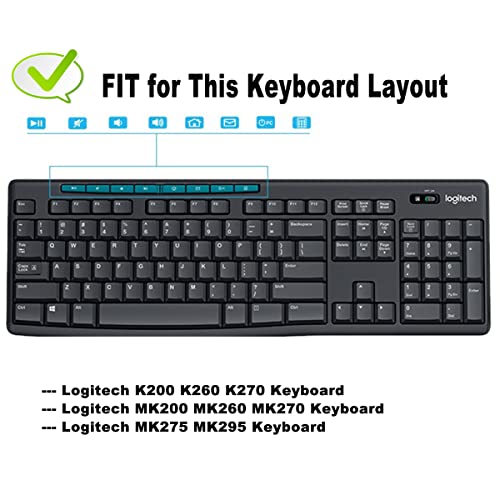 Keyboard Cover Skin Protector with Large Letters Fit Logitech MK295 MK275 MK270 Keyboard, Logitech K200 K260 K270 K275 K295 MK200 MK260 Ultra Thin Desktop PC Silicone Keyboard Cover - color: Large Letters Black