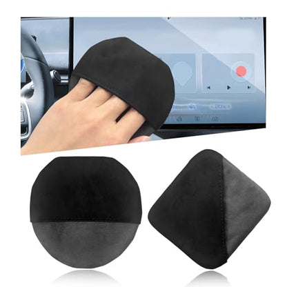 Ohleats Car Screen Cleaner, Microfiber Auto Screen Cleaning Pad, Foldable Touch Screen Cleaner Cloth for Vehicle Dashboard LCD Display, Interior Car Accessories (Square+Round) - color: Square+Round,2Pcs
