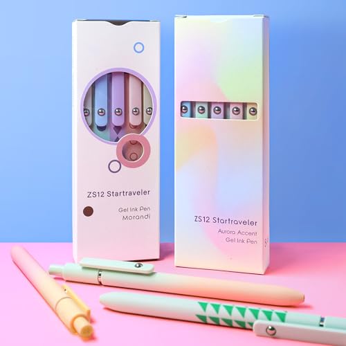YOXMJDB Gel Pens,10 Pcs Medium Point Smooth Writing Pens Cute Pens for Women, High-End Series 0.7mm Black Ink Pens for Journaling Note Taking, School Office Supplies (10 Pcs Gradient and Geometric) - color: 10 Pcs Gradient and Geometric