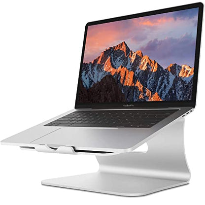 Laptop Stand, Aluminum Notebook Holder Riser Heat-Vent for MacBook Air/Pro, Dell, HP, Lenovo, Microsoft Surface, Samsung 11-16 inches Notebook (Space Silver) - color: Space Silver