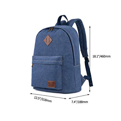 Canvas Laptop Backpack, Durable Rucksack, Travel Bag Fits 15.6 Inch Notebook for Men Women Factory Directly (Blue) - color: Blue