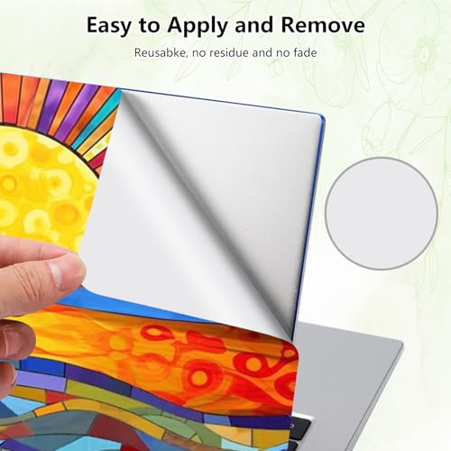 Laptop Skin Sticker Decal, Universal Reusable Vinyl Laptop Cover for 12" 13" 13.3" 14" 15" 15.4" 15.6" Notebook PC, Waterproof Scratch-Resistant with 2 Wrist Pads, Easy to Apply & Remove,A Art Sun - color: A Art Sun
