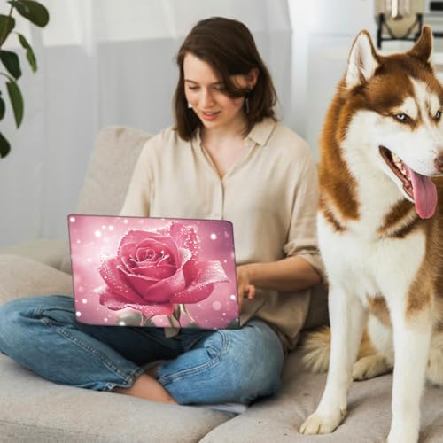 SUPERDANT Pink Rose Laptop Skin Decal Shining Rose Universal Laptops Skin Sticker Notebook Protector 12 13 13.3 14 15 15.4 15.6 Inches Vinyl Cover Removable Waterproof Personalized Art Decal Pink - color: Pink