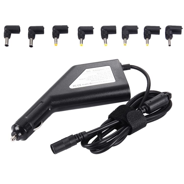 Daguys Laptop Notebook Power 90W Universal Car Charger with 8 Power Adapters & 1 USB Port for, Sony, for ASUS, Acer, IBM, HP, Lenovo (Black)