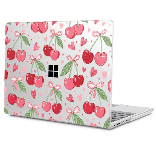 Case for Surface Laptop 5/4/3 13.5", Cherries & Pink Bows | Hard Shell Case with Keyboard Cover & Screen Protector. Fits Surface Laptop 5/4/3 13.5" Metal Palm Rest Models 1951/1868. - color: Cherries & Pink Bows