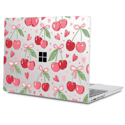 Case for Surface Laptop 5/4/3 13.5", Cherries & Pink Bows | Hard Shell Case with Keyboard Cover & Screen Protector. Fits Surface Laptop 5/4/3 13.5" Metal Palm Rest Models 1951/1868. - color: Cherries & Pink Bows
