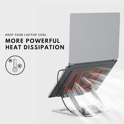 Universal 360° Portable Laptop Docking Station, Adjustable Height w/Detachable USB C Hub, 4K HDMI, USB 3.1, RJ45, 100W PD, Suitable for MacBook Pro/Air/Dell/HP/Surface/Lenovo, Plug and Play