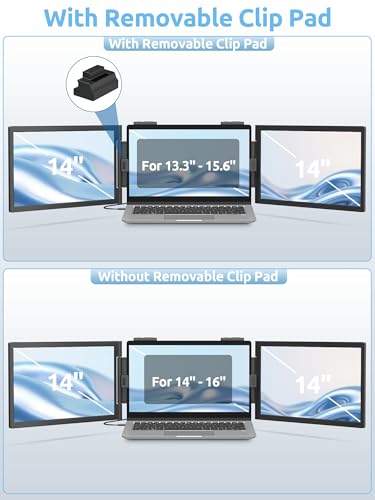Dual Laptop Screen Extender, One Cable 14" 1080P IPS Wireless & Wired Laptop Screen, Plug & Play, Portable Triple Monitor for 13.3-16.1" Laptops, Support MacBook M1-M3 Series & Windows(No Speakers)