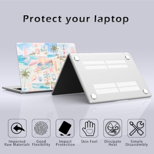 Compatible with MacBook Neo 13 inch Case 2026 Cute Beach Collage | Release Model A3404 with A18 Pro Chip | Protective Hard Shell Matte Cover for MacBook Neo 13'' - color: Beach L, size: MacBook Neo 13 inch