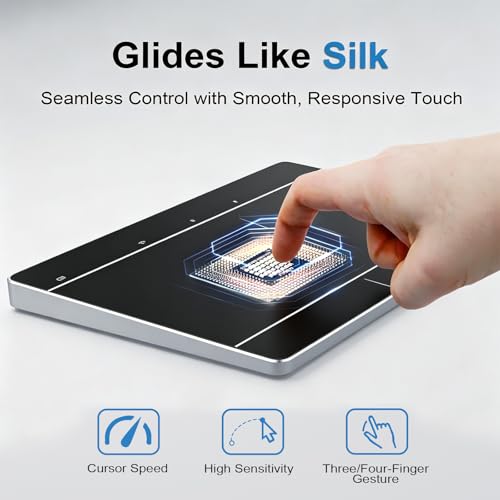 Wireless Bluetooth Trackpad for Windows 10/11, Supports 3 Connection Modes, High-Precision Multi-Gesture Touchpad, Compatible with PC Laptop Computer - color: Black