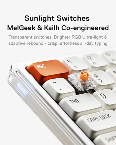 MelGeek O2 Wireless Low Profile Mechanical Keyboard | 75% Mac Layout | 3-Mode, RGB Backlit, Creamy Sound, PBT Keycaps, Pre-lubed Linear Switches | Hot-Swap Custom Keyboard with Mac/Windows/Linux