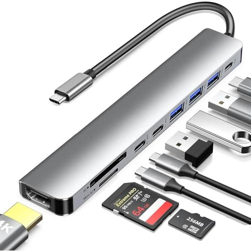 USB C Hub HDMI Adapter for Monitor, 9 in 1 USB Type C Laptop Docking Station with 4K HDMI, SD/TF Card Reader, 100W PD, USB 3.0/2.0, USB C Data Ports Compatible for MacBook Pro, XPS More