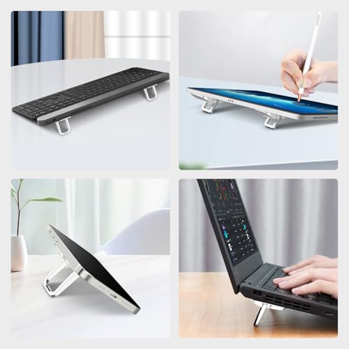 Nillkin Computer Keyboard Stand for Desktop with 3 Adjustable Angles, Mini Laptop Feet, Flip Keyboard Riser Feet for Keyboards, Laptop Stand for MacBook, Dell, HP, Other 14-16 Inches, Silver - color: Silver