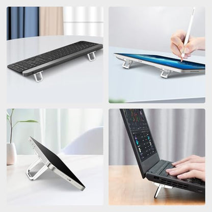 Nillkin Computer Keyboard Stand for Desktop with 3 Adjustable Angles, Mini Laptop Feet, Flip Keyboard Riser Feet for Keyboards, Laptop Stand for MacBook, Dell, HP, Other 14-16 Inches, Silver - color: Silver