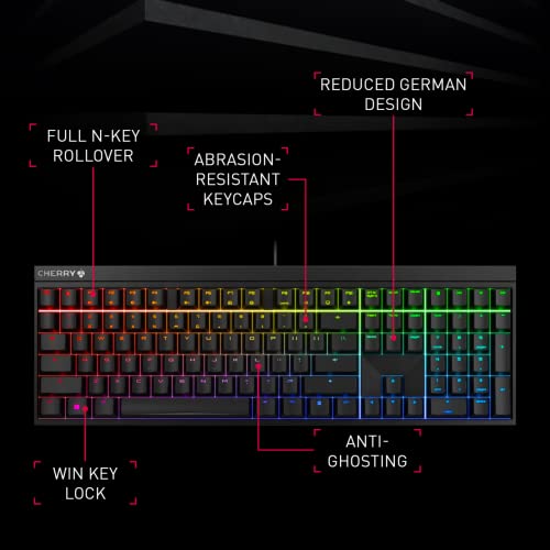 Cherry MX 2.0S Wired Gaming Keyboard with RGB Lighting Different MX Switching Characteristics: MX Black, MX Blue, MX Brown, MX RED and MX Silent RED (White - MX Black Switch) - color: White - MX Black Switch