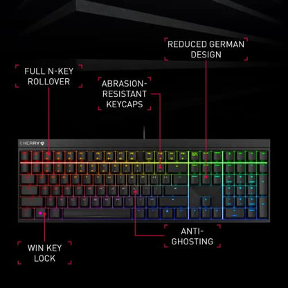 Cherry MX 2.0S Wired Gaming Keyboard with RGB Lighting Different MX Switching Characteristics: MX Black, MX Blue, MX Brown, MX RED and MX Silent RED (White - MX Black Switch) - color: White - MX Black Switch