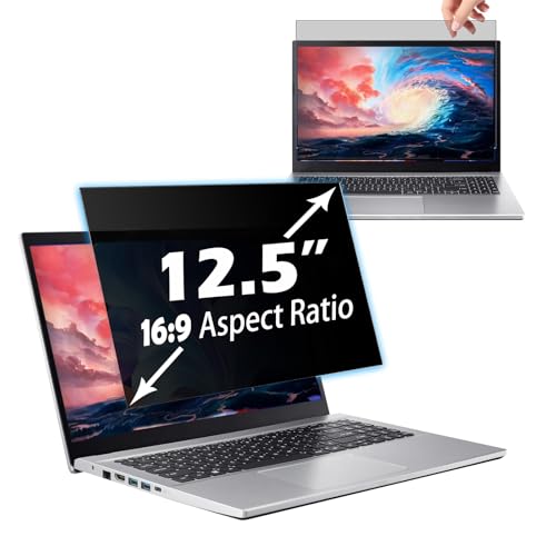 12.5 Inch Laptop Privacy Screen for 16:9 Monitors, Anti-Spying, Anti-Glare, Blue Light Filter, Removable Privacy Shield for Lenovo, Dell, HP, Acer, ASUS, and Other Computers (12.5 Inch (16:9)) - size: 12.5 Inch (16:9)