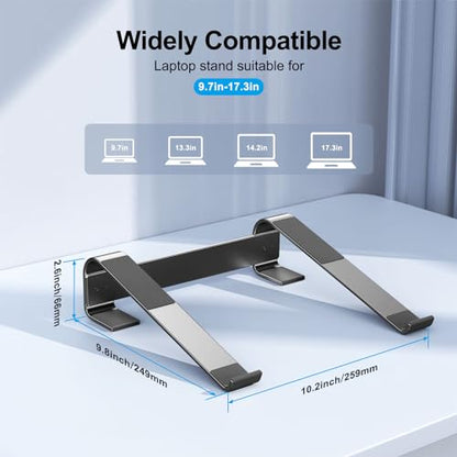 MOKURU Laptop Riser for Desk - Aluminum Ergonomic Computer Stand for Laptop Cooling - Compatible with MacBook Pro/Air, Dell, HP, Lenovo, 10-17.3'', Black - color: Black