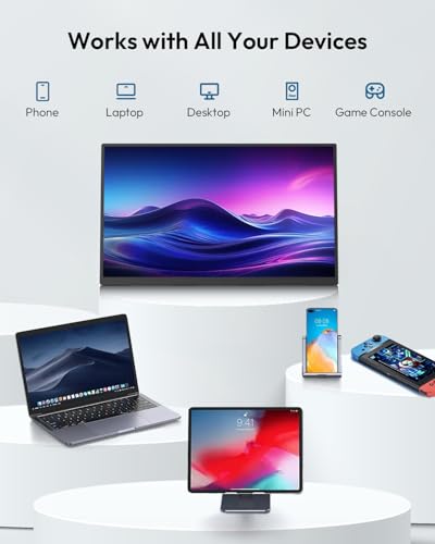 MESWAO 24 Inch Portable Monitor 120Hz FHD IPS Laptop Screen Extender, Large Travel Monitor with NO-Tipping 180° Stand & VESA, HDMI USB-C Second Screen for MacBook PC Home Office Gaming - size: 23.8