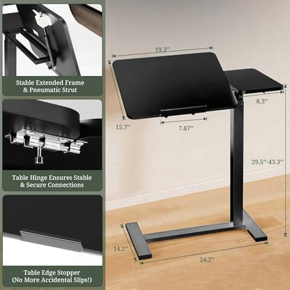 Mobile Standing Desk, Height Adjustable Laptop Desk with Tilting Top | Stable Steel Frame, Smooth Lift Mechanism, Adjustable Tilt Surface, Easy Assembly, Ideal for Home, Office & Dorm, Black - color: Black, style: Tilt Adjustable