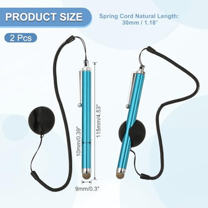 PATIKIL 2 Pcs Screen Capacitive Pen with Spring Rope Fixing Dock High Sensitivity for Mobile Phone Car Navigation GPS POS Tablet Laptop, Light Blue - color: Light Blue