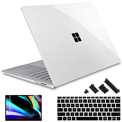May Chen Case for 13.5" Microsoft Surface Laptop 3/4/5 with Alcantara Palm Rest Model 1867 1958 1959 (2019 2021 2022), Plastic Hard Shell Case with Keyboard Cover + Screen Protector, Crystal Clear - color: Crystal Clear