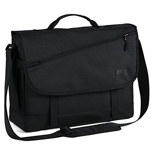 VASCHY 14-17inch Laptop Messenger Shoulder Bag for Men,Work,Travel | Lightweight Computer Briefcase,Crossbody School Bag with Laptop Sleeve/Shoulder Pad,Water Resistant Polyester Man Bag - color: Black 17in Laptop, size: 17 inch