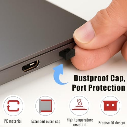 10-Pack USB Port Dust Covers – Black USB Protector Caps for USB-A Ports on Laptops, TVs, Routers & More