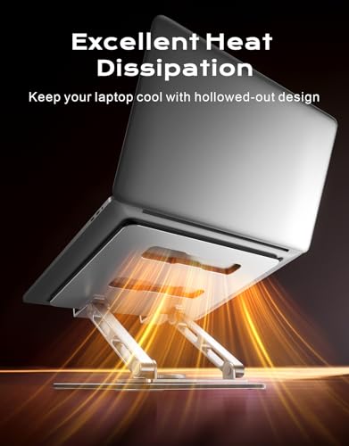 RIWUCT 360° Rotatable Laptop Stand for Desk Adjustable Height, Ergonomic Laptop Riser Holder with Dual-bar Support, Portable Computer Notebook Stand for MacBook Air Pro, Dell XPS, HP (10-16") - style: Rotatable