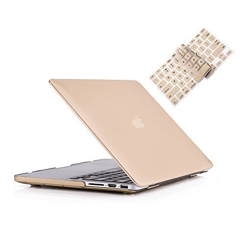 RUBAN Case for Old MacBook Pro 13 inch (A1502 & A1425 Models) 2015 2014 2013 2012, Plastic Hard Shell Case & Keyboard Cover for Old Version Mac Pro Retina 13 Inch, Gold - color: Gold