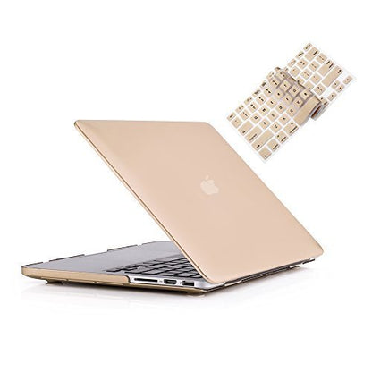 RUBAN Case for Old MacBook Pro 13 inch (A1502 & A1425 Models) 2015 2014 2013 2012, Plastic Hard Shell Case & Keyboard Cover for Old Version Mac Pro Retina 13 Inch, Gold - color: Gold