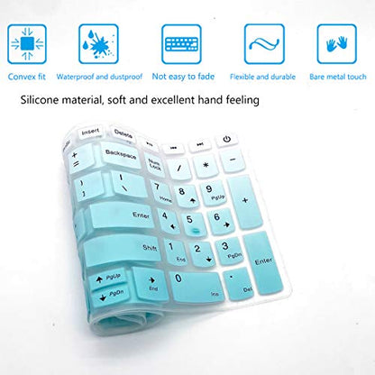 2Pack Keyboard Cover for Lenovo Yoga c740 c940 15.6, ideapad 3 15.6, Lenovo IdeaPad 15.6" 17.3" 320 330 330s 340s 520 S540 720s 130 S145 L340 S340 V330 V130 Keyboard Protective Skin - color: MintGreen+Clear