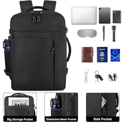 HILOMON Personal Item Travel Backpack Airline Backpack Carry-on Under Seat | TSA Approved 15.6inch Laptop Backpack, Fit for 18x14x8 Frontier Personal Item Bag, Lightweight 30L Luggage Bookbag