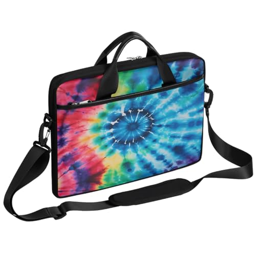 Laptop Shoulder Bag for Women Men, Waterproof Computer Case Messenger Bag Briefcase for Business Office Travel - color: Rainbow Tie Dye