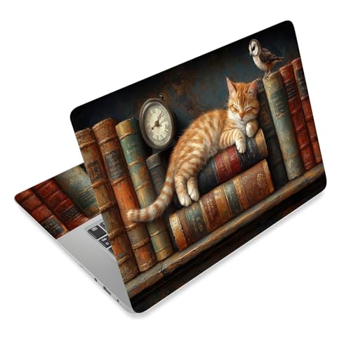 Laptop Skin Sticker Decal for 12 13 13.3 14 15 15.6 in, Universal Vinyl Waterresistant Protector Cover for Notebook PC Netbook, Computer Decor for Women Girls Sleeping Cat - color: Sleeping Cat