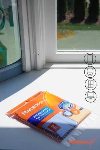 Macro Max Microfiber Glass Cloth – Lint‑Free, Reusable Window & Mirror Wipes, High‑Absorbency Microfilament Cloth for Streak‑Free Shine, Perfect for Glass, Mirrors, Car & Electronics - Pack of 20