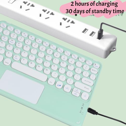 Thanice Wireless Keyboard with Touchpad,Ultra-Slim Portable Rechargeable Bluetooth Keyboard,Ipad Keyboard with Trackpad for iPad/iPad Pro and Other iOS Android Windows Devices (Green) - color: green