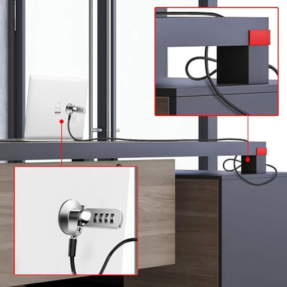 Computer Laptop Cable Lock • Slot Plate 6.23ft Cable • Security Computer Combination Lock • 4 Digital Password Protection Cable • Anti Theft Lock and Notebook Other Device