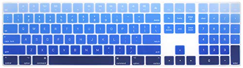 Ultra Thin Silicone Full Size Wireless Numeric Keyboard Cover Skin for Mac 2017 Magic Keyboard with Numeric Keypad MQ052LL/A A1843 US Layout,Ombre Blue - color: Ombre Blue