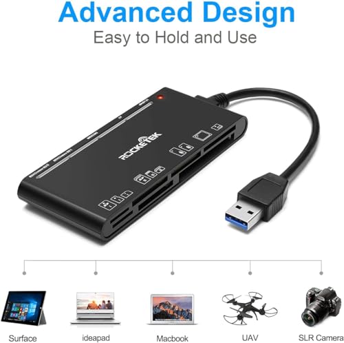 USB 3.0 SD Card Reader, 7-in-1 Multi Memory Card Reader for SD SDXC SDHC Micro SD CF MS MMC Camera Memory Card XD Card Reader, Plug and Play Simultaneously Read/Writer(5Gbps) for Mac OS, Windows - size: USB 3.0 Card Reader
