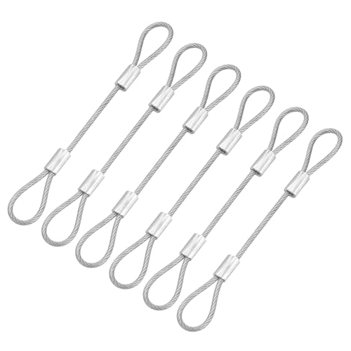 6 Pcs Security Cable Lock - Double Loop Cable (0.33 ft x 0.08 Inch) Vinyl Coated 304 Stainless Steel Safety Flexible Wire Rope Luggage Bike Anti-Theft Security Chain Lock, Silver - color: Silver, size: 0.33 ft x 0.08 Inch