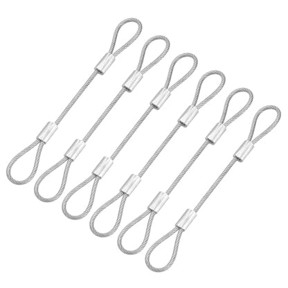 6 Pcs Security Cable Lock - Double Loop Cable (0.33 ft x 0.08 Inch) Vinyl Coated 304 Stainless Steel Safety Flexible Wire Rope Luggage Bike Anti-Theft Security Chain Lock, Silver - color: Silver, size: 0.33 ft x 0.08 Inch