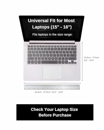 Universal Keyboard Cap Cover for 15"/16" Laptops [3 Pack] – Ultra-Thin 0.03mm, 5X Thinner Than Competitors, Fits All Brands/Layouts, Waterproof, Dustproof, Flat & Easy to Clean - size: Medium – 15 inch laptops (diagonal)